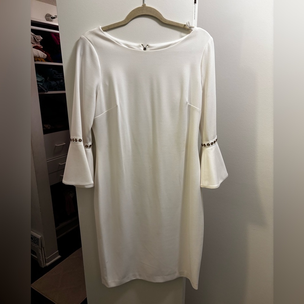 Calvin Klein size 12 bell sleeve white dress